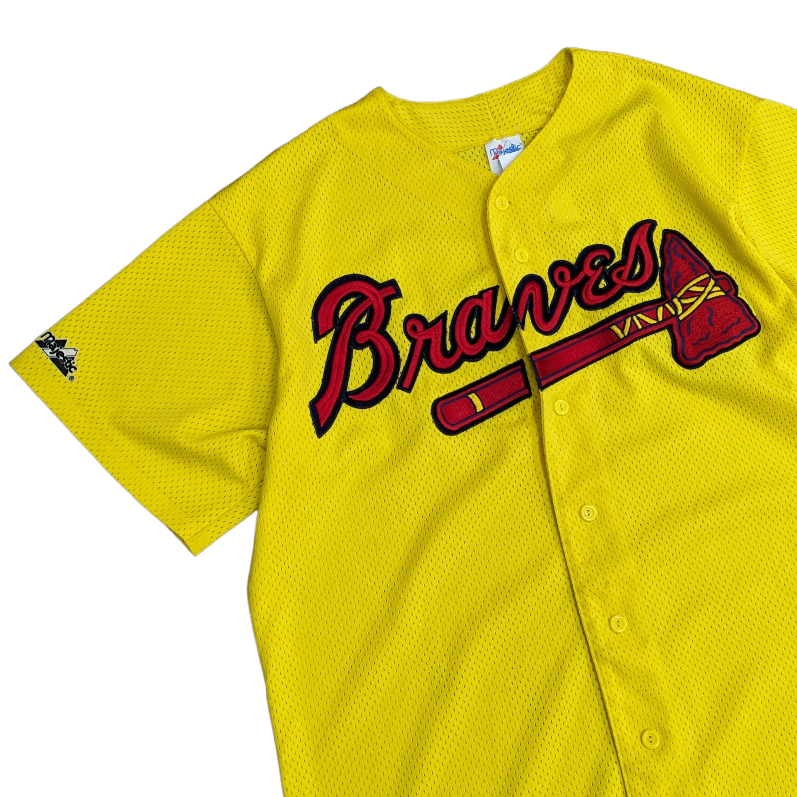 90's Neon MLB Atlanta Braves Majestic Jersey - BIDSTITCH